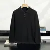 Suéter de cashmere gola polo em estoque de fábrica para homens, cor sólida, suéter de lã de malha simples, camisa base macia e amigável à pele
