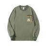 Nueva Camiseta de Algodón de Manga Larga Otoño e Invierno para Hombre Holgada Tendencia Marca Talla Grande Cuello Redondo Camiseta Top Hombre Retro Camisa Base