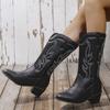 Botas Vaqueras Bordadas de Comercio Exterior 2022 Otoño e Invierno Europeas y Americanas de Punta Tacón Grueso Botas Altas Manga Botas de Caballero