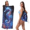Toalla de playa plegable de gran tamaño 80X160, toalla de baño estampada, toalla de playa integrada, bolsa integrada, portátil