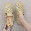 Nuevas Pantuflas Planas Antideslizantes de Punta Cerrada para Mamá de Mediana Edad, Zuecos de Tacón Medio de Cuero Sintético para Mujer