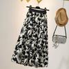 Falda de verano con estampado de tinta vintage para mujer, de talla grande, con cintura alta y regordeta, para adelgazar, para retirar del centro comercial