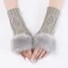 Guantes Peludos Cortos en Forma de Diamante Nuevas Mangas de Lana para Otoño e Invierno Mangas Falsas para Mujer Mangas de Muñeca y Brazo Cálidas de Punto sin Dedos