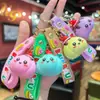 Chaveiro colorido de design único em formato de pão de abóbora tridimensional, grande pingente de bolsa em borracha macia de PVC