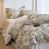 Conjunto de cama de quatro peças 100% algodão, algodão de fibra longa de Xinjiang, estampado digitalmente, capa de edredom estampada 100% algodão, lençol de cama e conjunto de cama