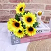 Buquê de Girassol Artificial para Projetos de Engenharia, Decoração de Jardim e Paisagismo, Decoração de Móveis, Buquê de Girassol Artificial, Flores Artificiais Falsas