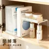 Estante de almacenamiento transparente acrílico para gabinete de espejo de baño y tocador, partición en capas para evitar que los artículos se caigan, estante para mascarillas faciales y cosméticos
