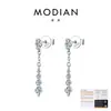 Pendientes MODIAN Súper Brillantes de Moissanita Color D para Mujer Plata de Ley S925 Exquisitos Pendientes Largos de Borla Frescos