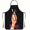 Delantal de Manicurista de Moda Transfronterizo para Salones de Uñas, Impreso en 3D, Anti-Manchas, Impermeable, Delantal Creativo y Original para el Hogar, Venta al por Mayor por Fabricante