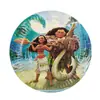 Moana Moana Princesa Dibujos Animados Fiesta Set Cuchillo y Tenedor Cuchara Desechables Taza de Papel Plato Bandera Mantel Pajita