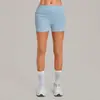 Shorts de Yoga Dobrável Transfronteiriço de Cintura Alta Justo Levanta Bumbum Secagem Rápida para Mulheres, Shorts Esportivos de Corrida Fitness Plissado Invisível 8402