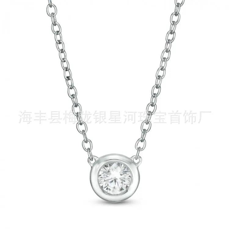 Necklace-10K白金圆形项链#