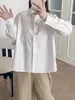 Camisa blanca bordada estilo academia para mujer, de manga larga, algodón puro, corte holgado, versátil para ir al trabajo, adelgazante, camisa de entretiempo para primavera y otoño
