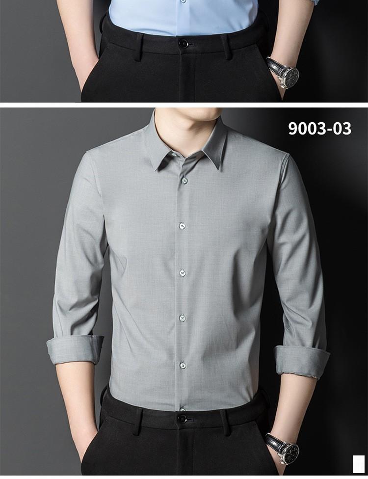 可做LOGO长短袖竹纤维衬衫潮男士弹力纯色商务免烫