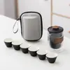 Conjunto de Chá Portátil para Viagem Pequeno Conjunto Bagagem de Mão Acampamento ao Ar Livre Copo de Preparo Rápido Um Bule Seis Xícaras Bule para Fazer Chá Equipamento para Beber Chá