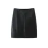 Falda Midi Bodycon de Cuero PU de Cintura Alta con Abertura Frontal Estilo Francés Sexy Retro Talla Grande Runqi 9091 Atuendo de Chica Picante para el Trabajo