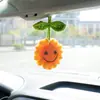 Plantas Pequeñas de Lana Terminadas en Maceta, Flores Artificiales Tejidas a Crochet, Colgantes Decorativos Creativos para Regalo, Lindos Colgantes de Girasol para Coche