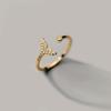 Anillo de cola de pez de moda ins temperamento red social sentido de diseño incrustado circonita anillo abierto de cola de pez para hombre suministro de comercio exterior