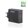 Cargador Rápido PD Multipuerto de 160W 3USB 3TYPE-C Regulaciones Europeas y Americanas Británicas Aplicable a Enchufe Apple Huawei Xiaomi