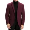 Blazer Corto de Lana para Hombre, Chaqueta de Dos Botones Individual para Otoño e Invierno, Traje de Lana de Corte Ajustado Casual de Negocios