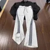 Calça Esportiva de Moletom Listrada Cleanfit para Homens, Outono Estilo Americano Tendência High Street Perna Reta Corrida Fitness Calça Longa