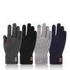 Guantes cálidos para hombre para invierno con pantalla táctil, forrados de felpa, gruesos, antideslizantes, para conducir, a prueba de frío, guantes de punto de lana para hombre
