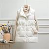 Chaleco de plumón estilo coreano para mujer, Nuevo estilo de invierno, Ceñido a la cintura, Cuello alto, Adelgazante, Cálido, Chaleco de plumón de pato blanco, Venta al por mayor desde Pinghu