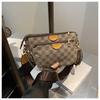 Bolsa de Ombro Bolsa Nakamu Comércio Exterior Portátil Bolsa Sela Xadrez Moda Simples Retrô Estampada Bolsa Transversal com Corrente