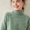 Suéter de Cashmere Feminino Outono e Inverno Novo Gola Alta Jacquard Base de Cashmere Suéter Pulôver Flor de Borboleta Elegante Interior