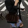 Bolso de Felpa Nube Plisado Transfronterizo de Otoño e Invierno Nuevo Estilo de Dama Bolso de Hombro Nicho para Viajero Bolso Cruzado de Felpa