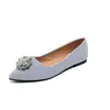 Zapatos Planos de Ante Francés 2025 Primavera y Otoño Nuevos Zapatos para Mujer Boca Baja Punta Fina Hebilla Redonda de Pedrería Zapatos Planos Hebilla de Copo de Nieve para Mujer