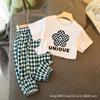 2022 Verano Nuevo Ropa Infantil Set para Bebé Niña Lindo Dibujo Animado Dos Piezas Moda Estilo Occidental Pantalones de Manga Corta de Seda Helada