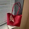 Bolsa Tote Vermelha Feminina 2026 Novo Estilo Bolsa de Casamento Toque de Luxo Grande Capacidade Bolsa de Ombro Único para o Dia a Dia Versátil Bolsa para Casamento Noiva