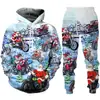 Traje navideño transfronterizo nuevo para Europa y Estados Unidos 2024 sudadera con capucha y chalecos con estampado digital 3D para otoño e invierno para hombres y mujeres