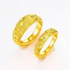 Joyería Clásica Chapada en Oro Imitación Anillo de Arena Dorada de Vietnam para Hombres y Mujeres Color Dorado Chapado en Oro de 24k Conservación del Color Anillo con Apertura de Estrella
