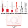 Venta Directa de Fábrica Pinzas de Comida de Silicona, Set de 5 Piezas de Herramientas para Hornear, Brocha de Aceite para Pasteles, Raspador de Crema, Tapete de Silicona para Amasar