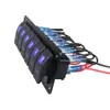 Interruptor de 6 Furos para Carros e Barcos 12-24V Painel com Luz Azul Modificação de Carro Interruptor Basculante Multi-Posição para Iate