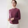 Suéter de punto 100% cachemira pura para mujer, nuevo estilo otoño/invierno, cuello semi-alto, mangas raglán, estampado floral, bloques de color, engrosado y adecuado como capa base