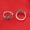 Anillo de Plata de Ley 99% Plata Pura Soporte Pequeño de Flor Rama de Ciruelo Anillo Retro Boca Vieja Viva Anillo Ajustable para Dedo Índice