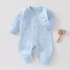 Macacão de Algodão Puro para Bebê Primavera & Outono Roupa de Rastejar Sem Costura Robe de Base de Manga Comprida Categoria a Roupas para Bebê Recém-Nascido para Todas as Estações
