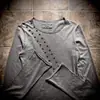 Camisa Básica Casual de Manga Longa com Gola Redonda Estilo Retro Ins, Estilo Artístico Preguiçoso de Primavera Camiseta Personalizada com Estampa de Guitarra
