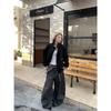 Pantalones Casuales de Pierna Ancha de Gama Alta Estilo Retro Americano para Mujer, Verano Holgados de Cintura Alta Adelgazantes Versátiles de Pierna Recta de Pierna Ancha