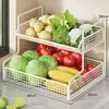 Estante de Almacenamiento de Cesta para Verduras de Cocina Encimera Doméstico Multicapa Simple Caja de Almacenamiento Dedicada para Verduras, Condimentos, Cebollas, Jengibre, Ajo