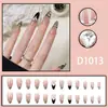 Glitter Fino Francês Estampa de Leopardo Diamante Pérola Manicure Unhas Usáveis Doce e Cool Sexy Clareamento Removível Unhas Usáveis 30 Peças
