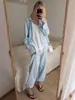2026 Nuevo Traje Casual de Moda Estilo Commuter Cárdigan Superior Pantalones Rectos Holgados Pantalones Largos Ropa Femenina Europea y Americana Transfronteriza