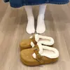 Pantuflas estilo Birkenstock de suela gruesa, forradas de felpa, con cubiertas de felpa para los dedos, nuevas botas de nieve de invierno 2026 para mujer, cálidas y forradas de felpa, medias pantuflas