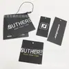 Etiquetas colgantes rectangulares negras personalizadas para ropa de marca moderna, etiquetas colgantes perforadas, etiquetas colgantes con marca registrada, etiquetas de papel impresas