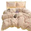 Juego de Cuatro Piezas de Algodón Lavado con Encaje de Grado Materno e Infantil Clase A, Juego de Ropa de Cama de Gasa de Doble Capa de Algodón Ins de Tres Piezas, Juego de Ropa de Cama de Cuatro Piezas para Primavera y Otoño