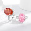 Anel de diamante cor ovo de pombo flash sobredimensionado transfronteiriço Europa e Estados Unidos feminino luxo cravejado tesouro colorido importado diamante de alto carbono lapidação flor de gelo