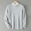 Suéter masculino de gola redonda com fio duplo espessado, novo, transfronteiriço, 100% lã, malha de lã casual de negócios solta